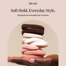 Kitsch Ribbed Hair Ties Blush in a travel bag