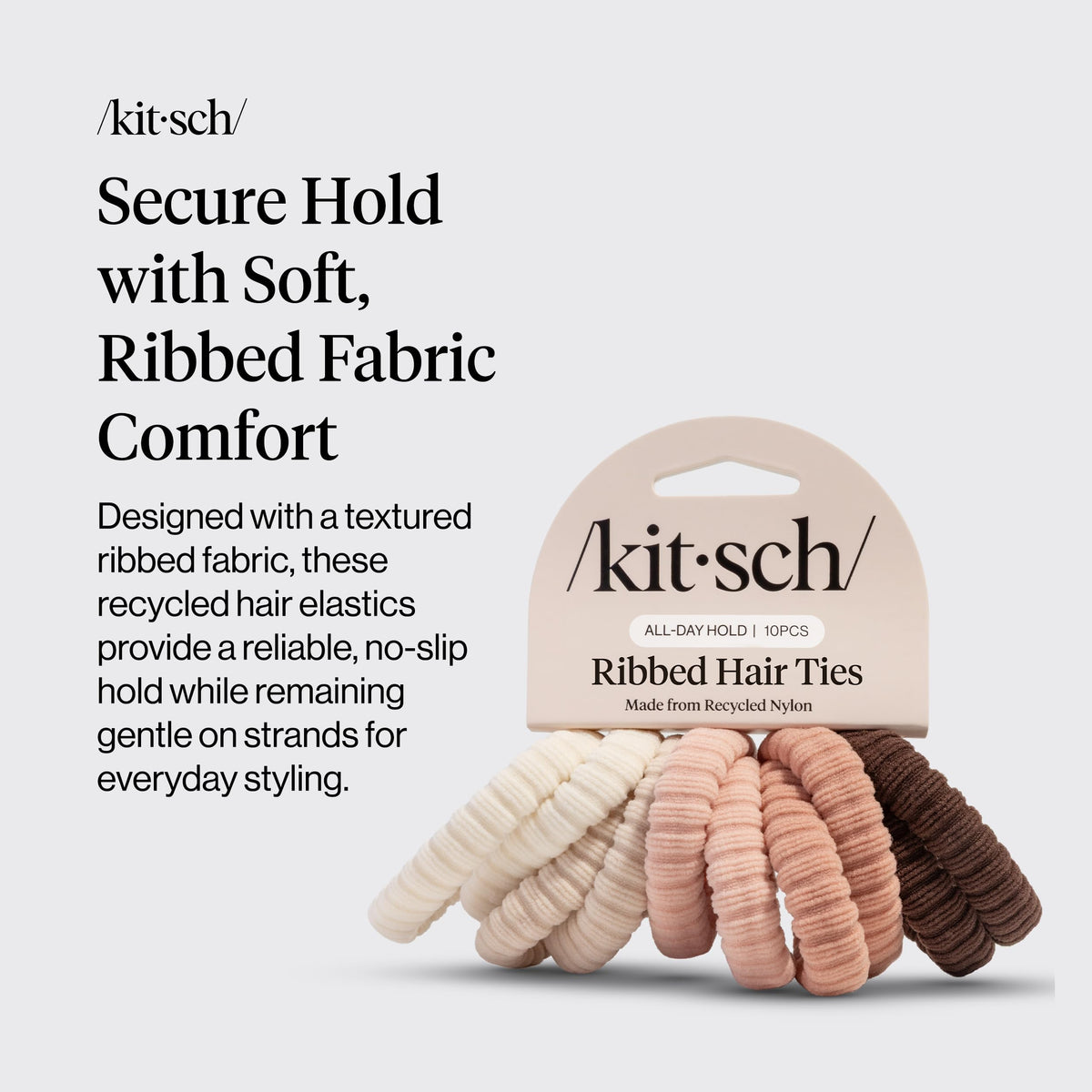 Kitsch Ribbed Hair Ties Blush packaging