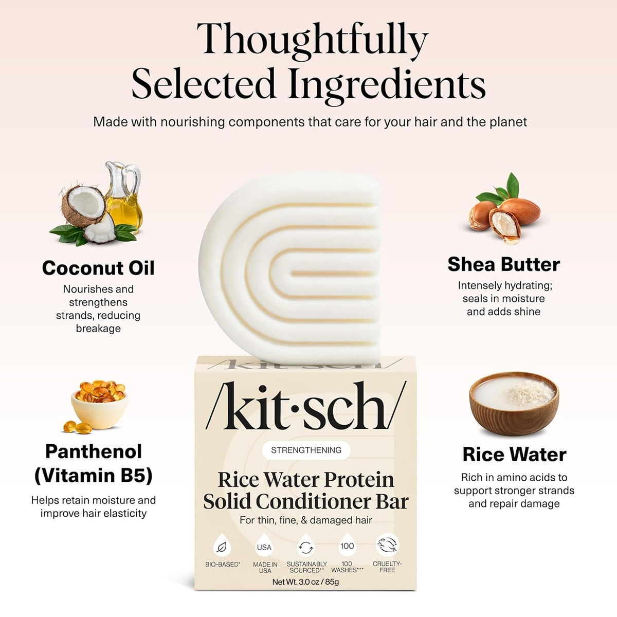 Kitsch Rice Water Conditioner Bar in use on wet hair