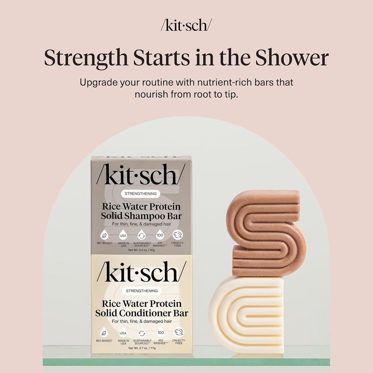Kitsch Rice Water Conditioner bar with rice grains
