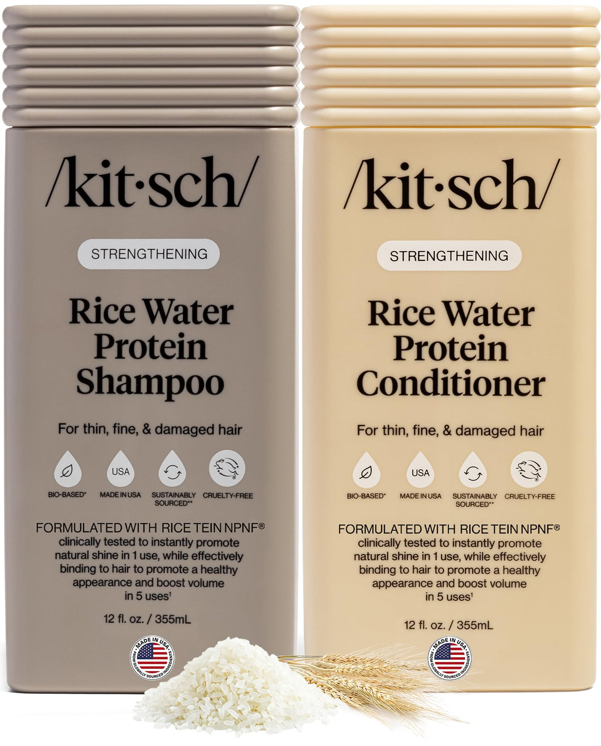Kitsch Rice Water Shampoo and Conditioner Set front view