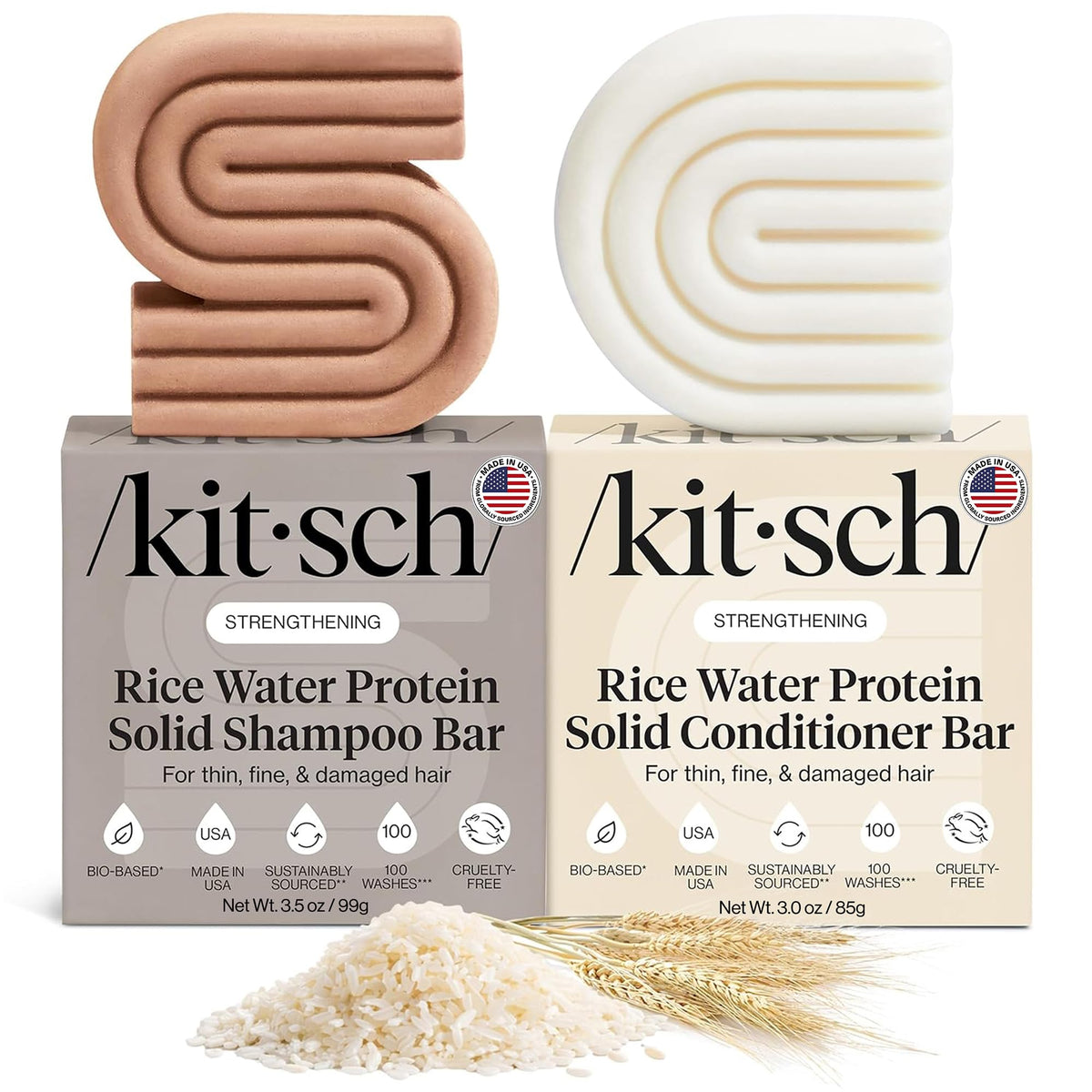 Kitsch Rice Water Shampoo and Conditioner Set front view