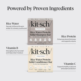 Kitsch Rice Water Shampoo and Conditioner Set on a bathroom shelf