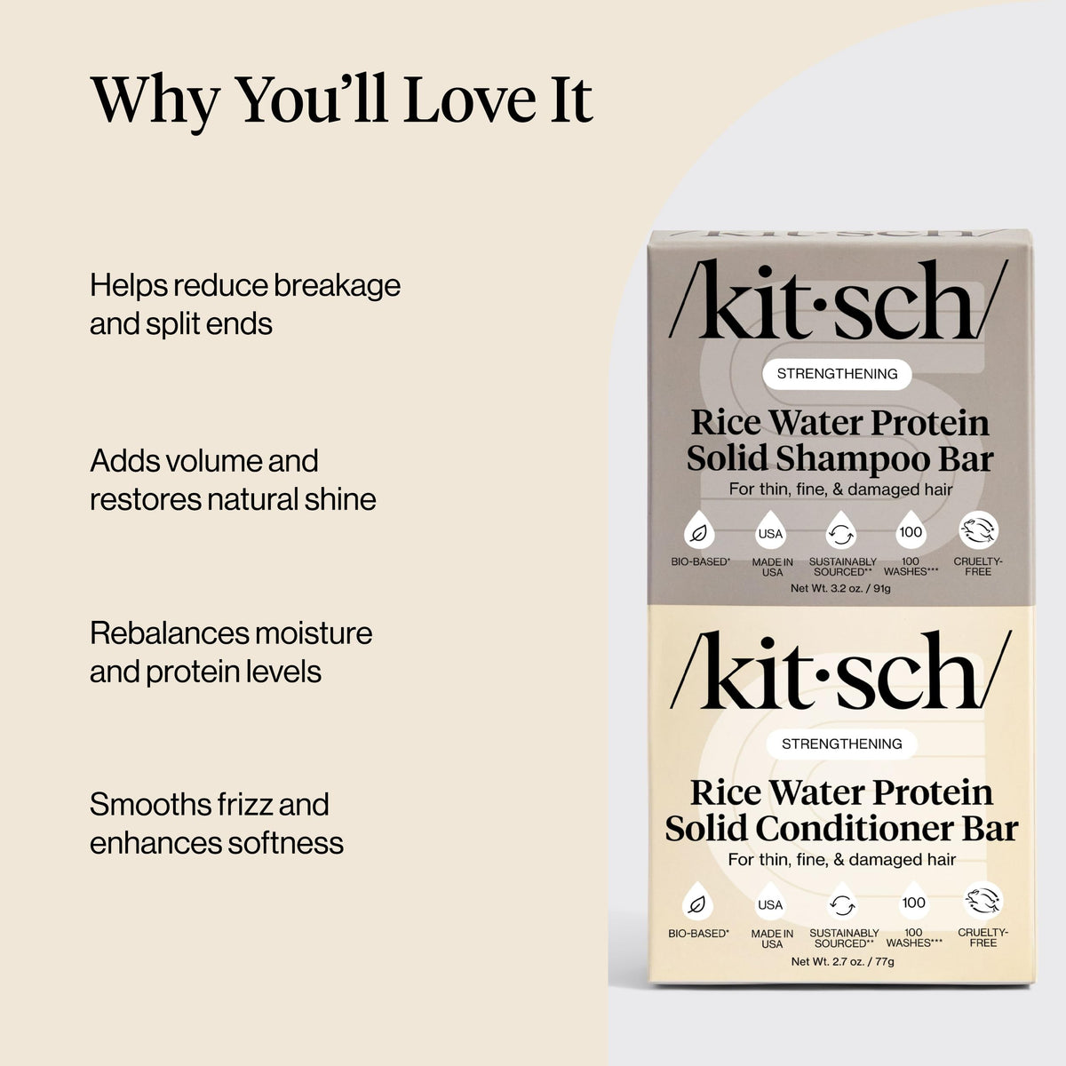 Kitsch Rice Water Shampoo and Conditioner Set packaging