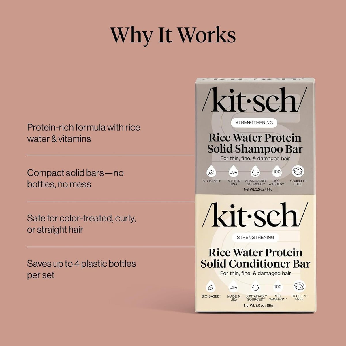 Kitsch Rice Water Shampoo bar with a travel bag