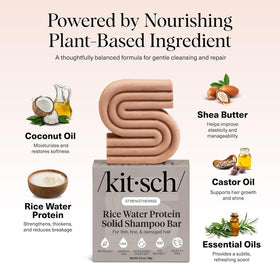 Kitsch Rice Water Shampoo Bar with rice grains