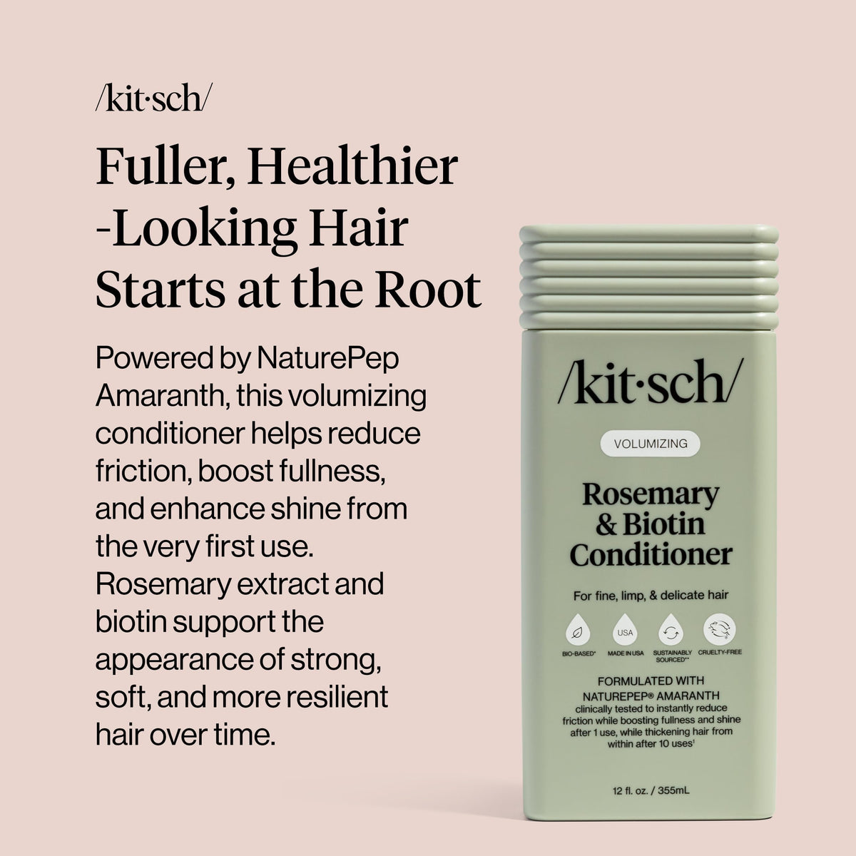 Kitsch Rosemary & Biotin Conditioner 12 oz in bathroom setting