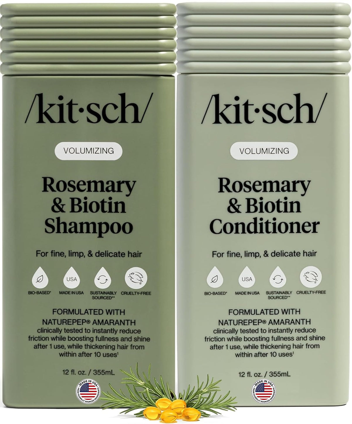 Kitsch Rosemary & Biotin Shampoo and Conditioner Set front view