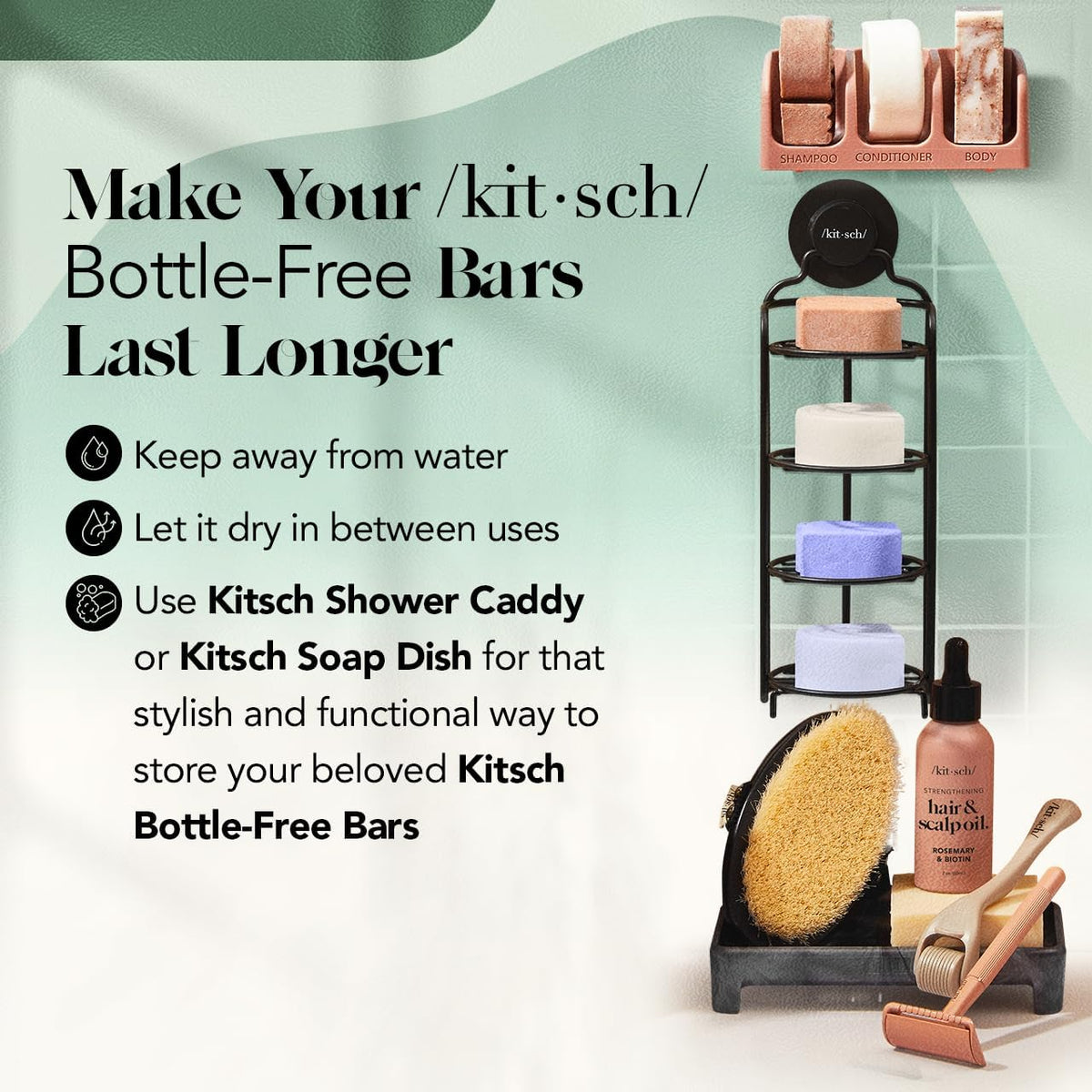 Kitsch Rosemary & Biotin Shampoo and Conditioner Set lifestyle use