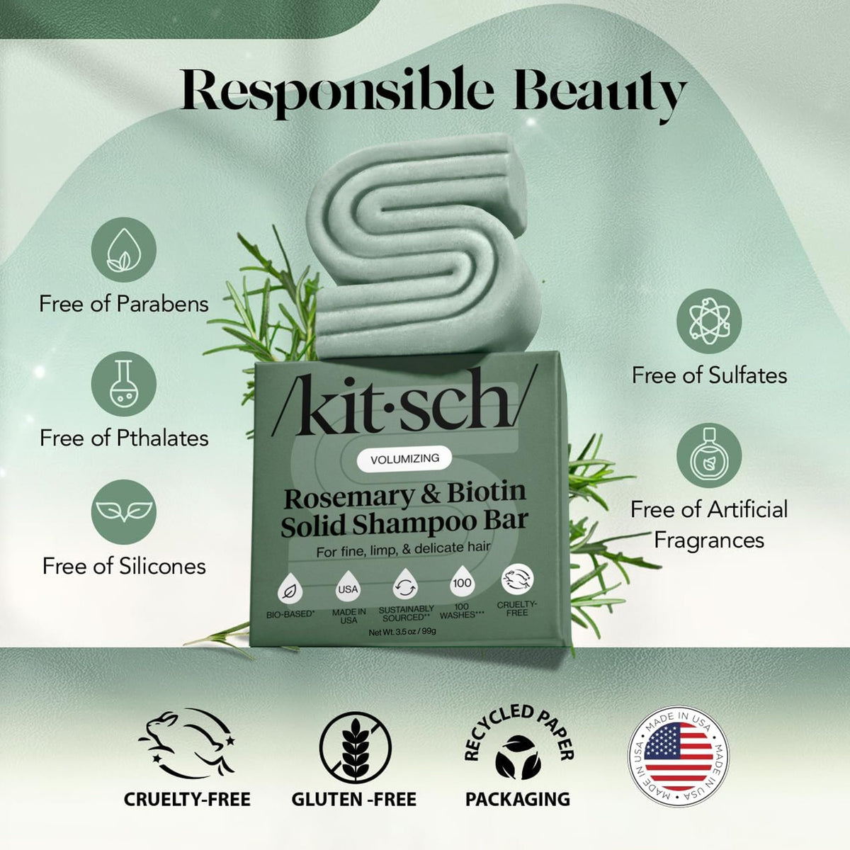Kitsch Rosemary & Biotin Shampoo Bar close-up