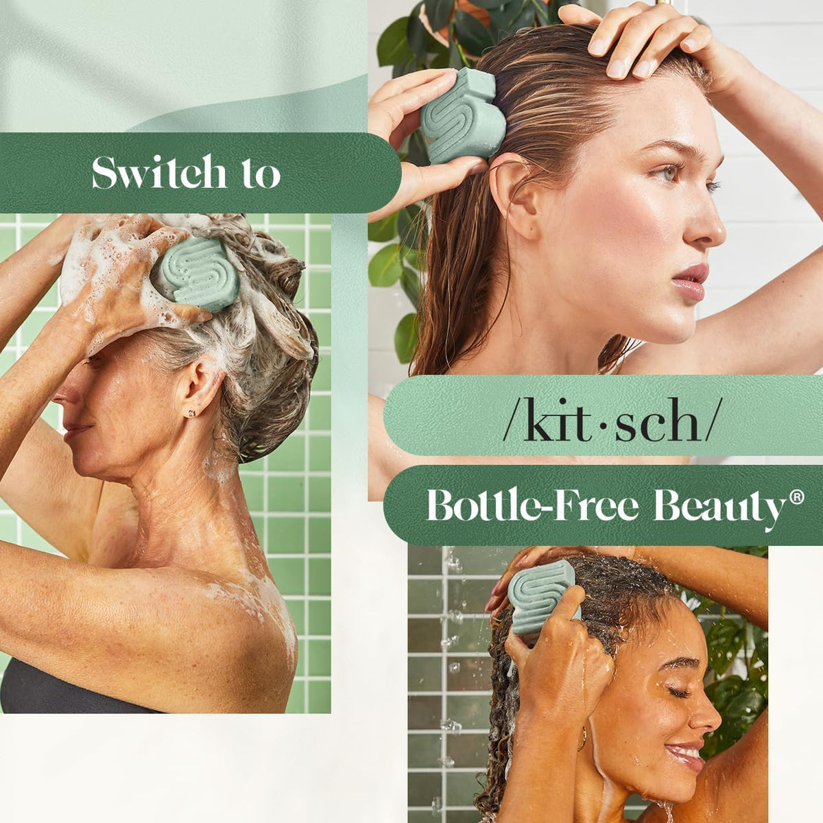 Kitsch Rosemary & Biotin Shampoo Bar in use