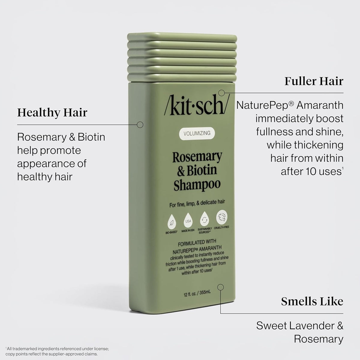 Kitsch Rosemary & Biotin Shampoo bottle close-up