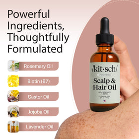Kitsch Rosemary Oil for Hair Growth displayed on a bathroom counter