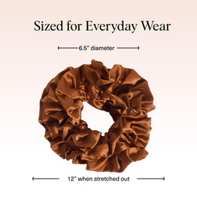 Kitsch Ruffle Satin Scrunchie Camel packaging