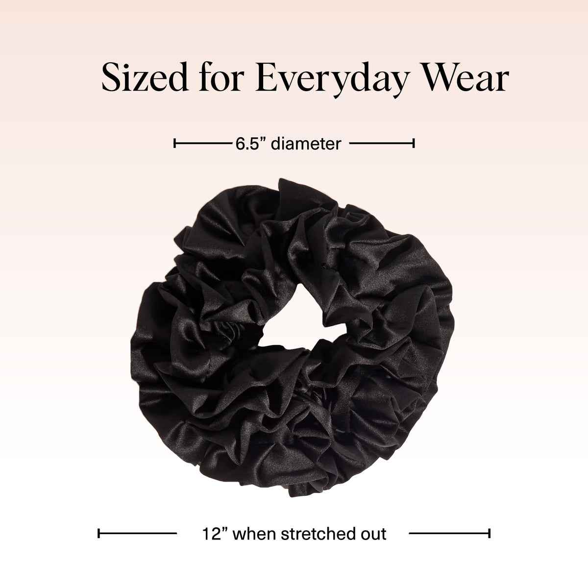 Kitsch Ruffle Satin Scrunchie in Black packaging