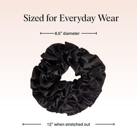 Kitsch Ruffle Satin Scrunchie in Black packaging