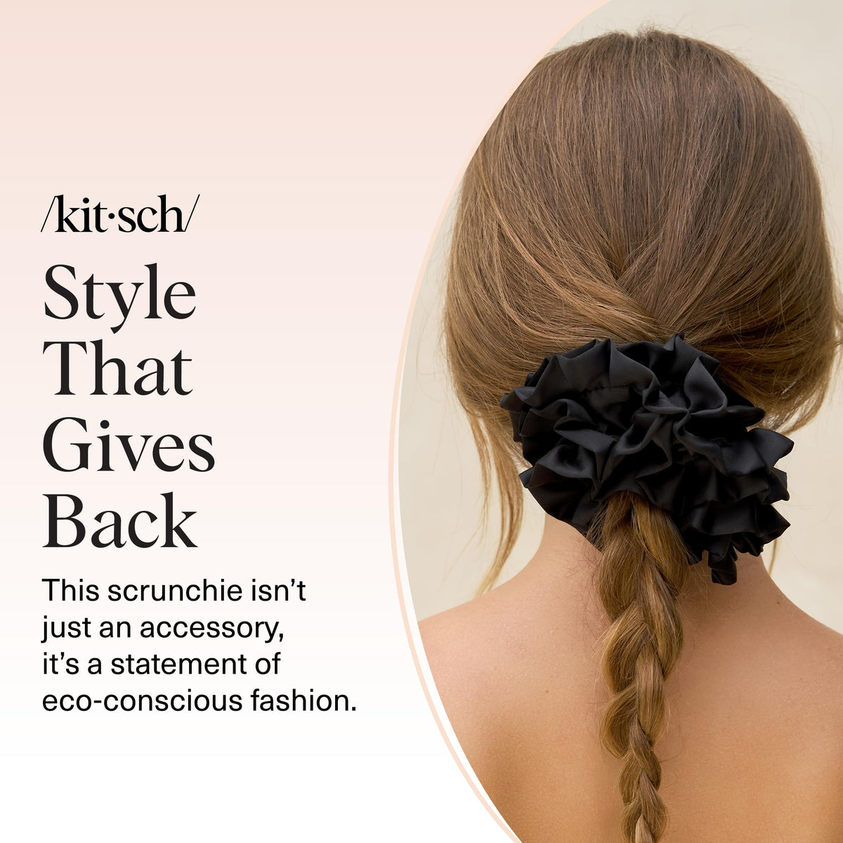 Kitsch Ruffle Satin Scrunchie in Black with other hair accessories