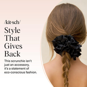 Kitsch Ruffle Satin Scrunchie in Black with other hair accessories