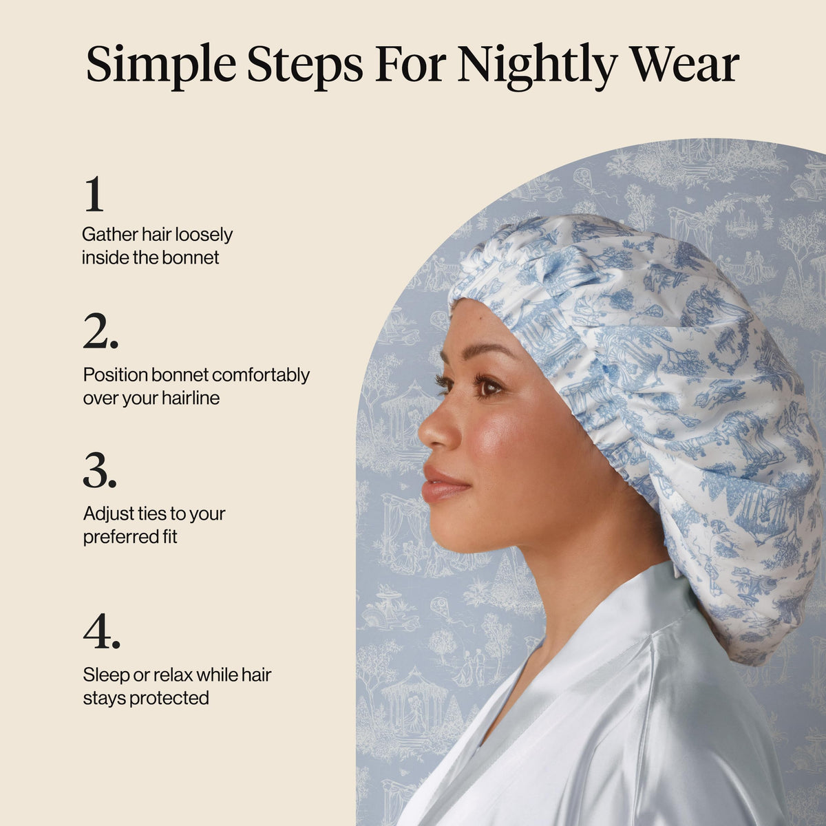 Kitsch Satin Bonnet with hair rollers beside it