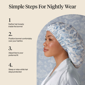 Kitsch Satin Bonnet with hair rollers beside it