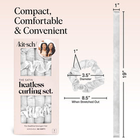 Kitsch satin heatless curling rod rolled in hair