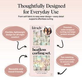Kitsch Satin Heatless Curls Overnight Set laid out on a flat surface