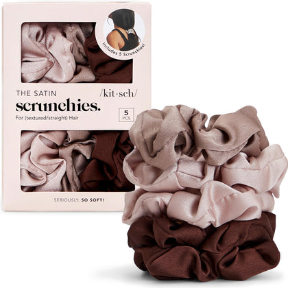 Kitsch Satin Scrunchies 5pcs cameo set front view