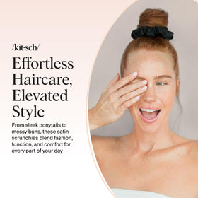 Kitsch Satin Scrunchies black laid flat