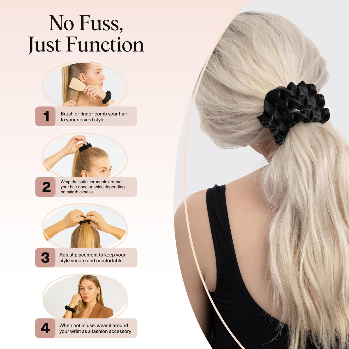 Kitsch Satin Scrunchies black packaging