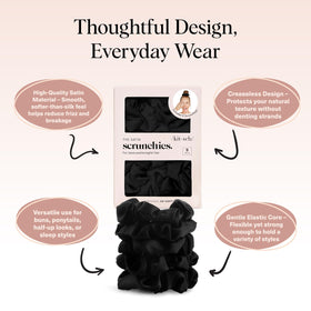 Kitsch Satin Scrunchies black showing smooth texture