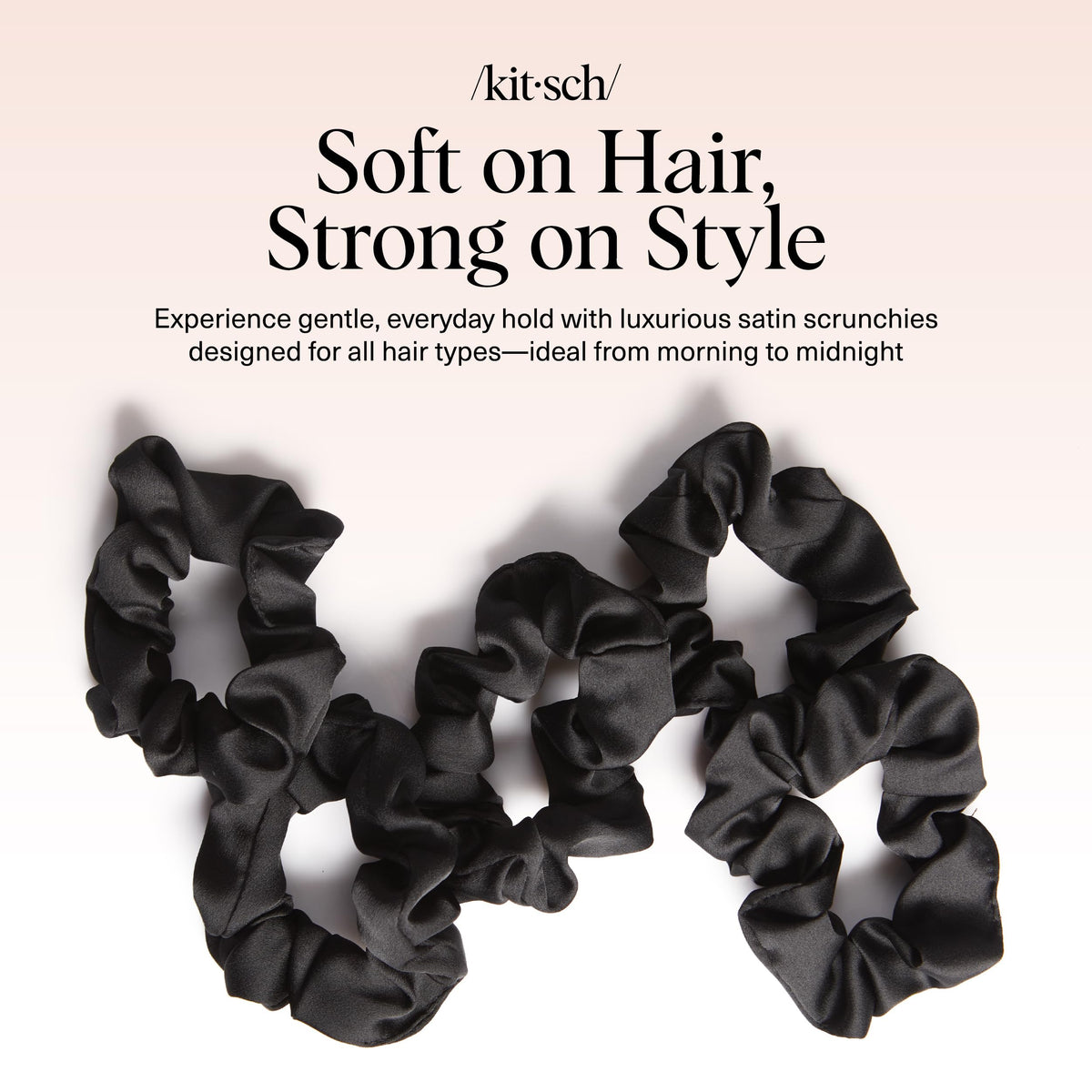 Kitsch Satin Scrunchies black with hair accessories