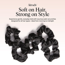 Kitsch Satin Scrunchies black with hair accessories