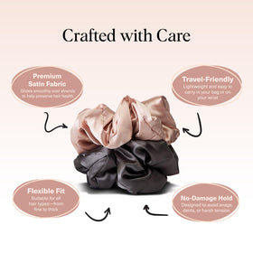 Kitsch Satin Scrunchies displayed on a flat surface