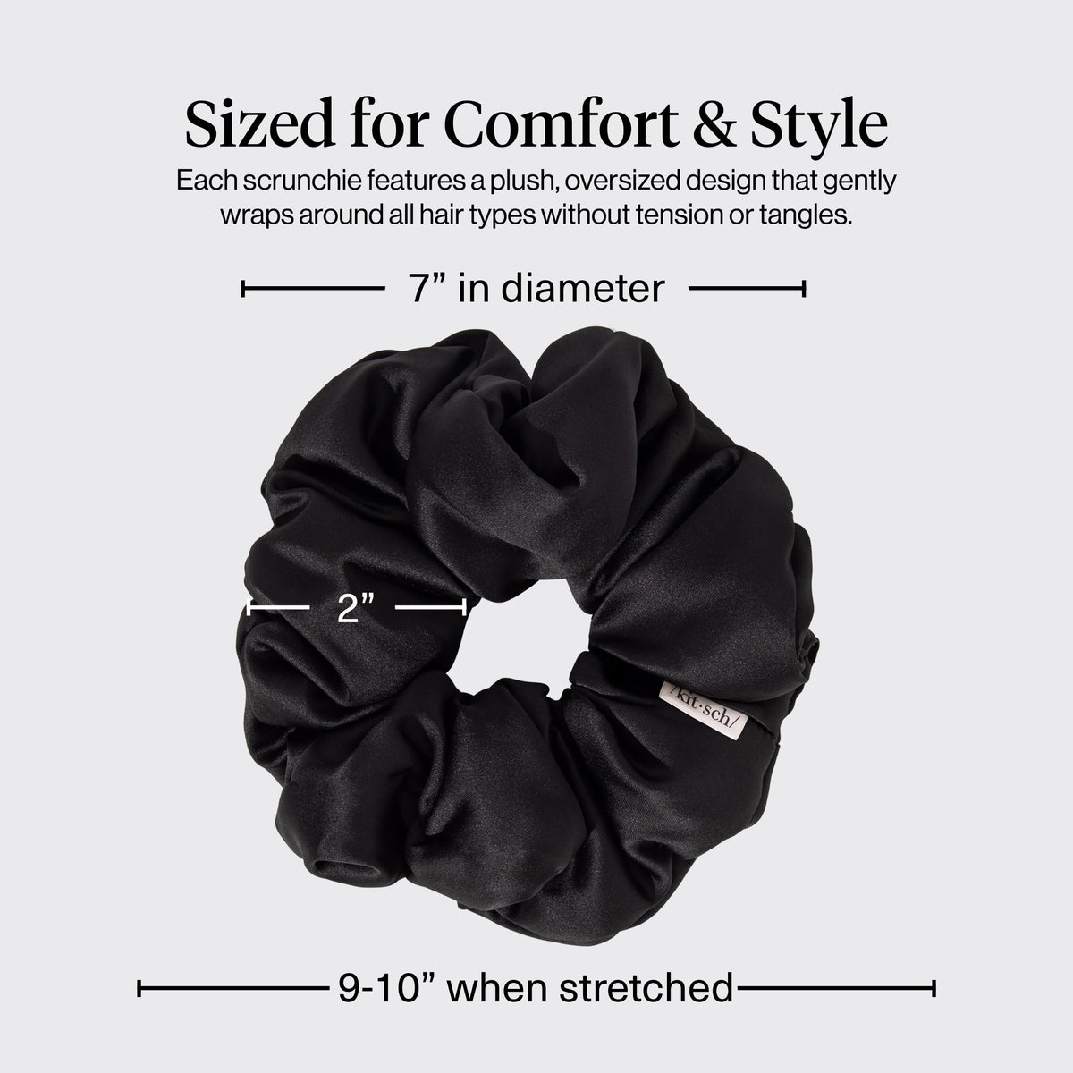 Kitsch Satin Scrunchies displayed on a wrist