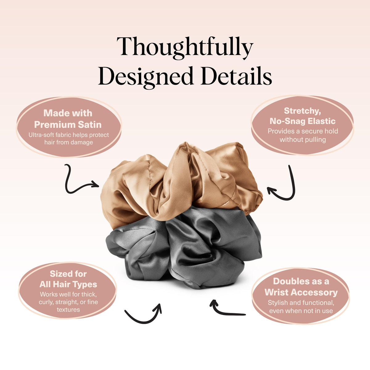 Kitsch Satin Scrunchies Gold close-up