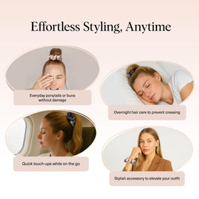 Kitsch Satin Scrunchies in a hair styling setting