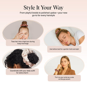 Kitsch satin scrunchies in assorted Cameo tones