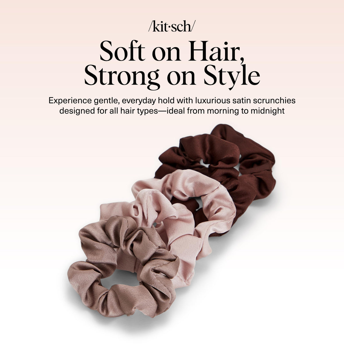 Kitsch Satin Scrunchies in casual outfit setting
