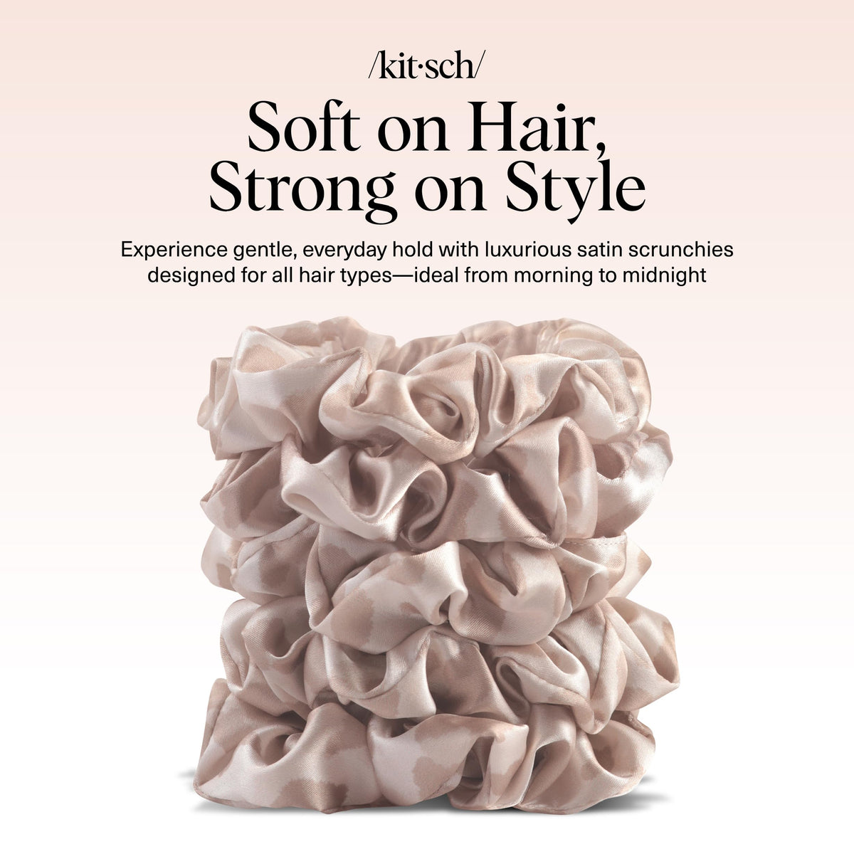 Kitsch satin scrunchies set of 5 in a lifestyle setting