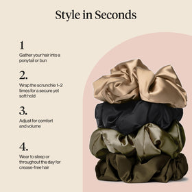 Kitsch Satin Scrunchies showing creaseless design