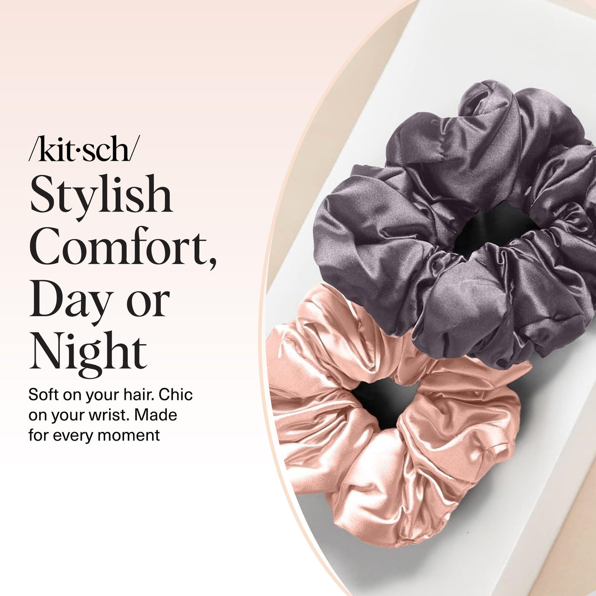 Kitsch Satin Scrunchies showing no crease hold