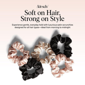 Kitsch Satin Scrunchies styled in a messy bun