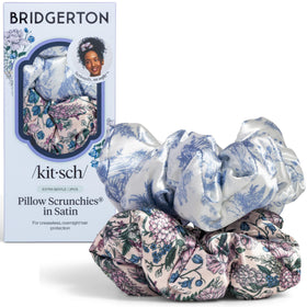 Kitsch Satin Scrunchies Toile De Blue front view