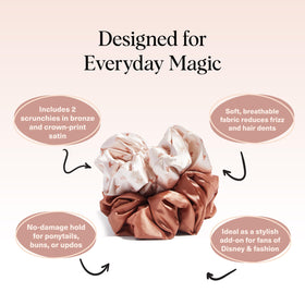 Kitsch satin scrunchies worn in a ponytail