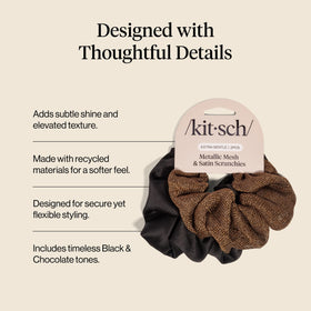 Kitsch scrunchies in use with a ponytail hairstyle