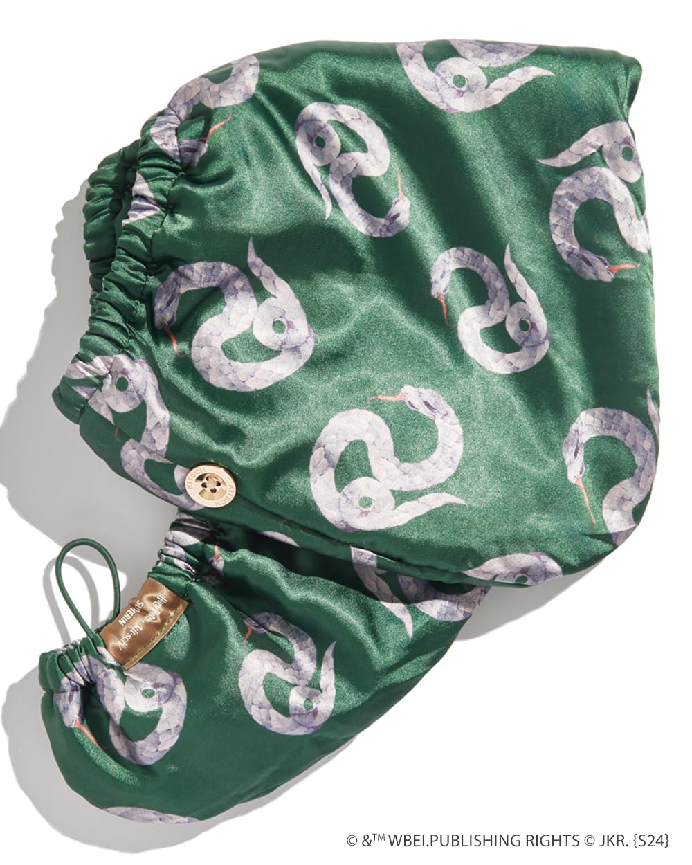 Kitsch Slytherin Hair Towel Wrap in a travel bag