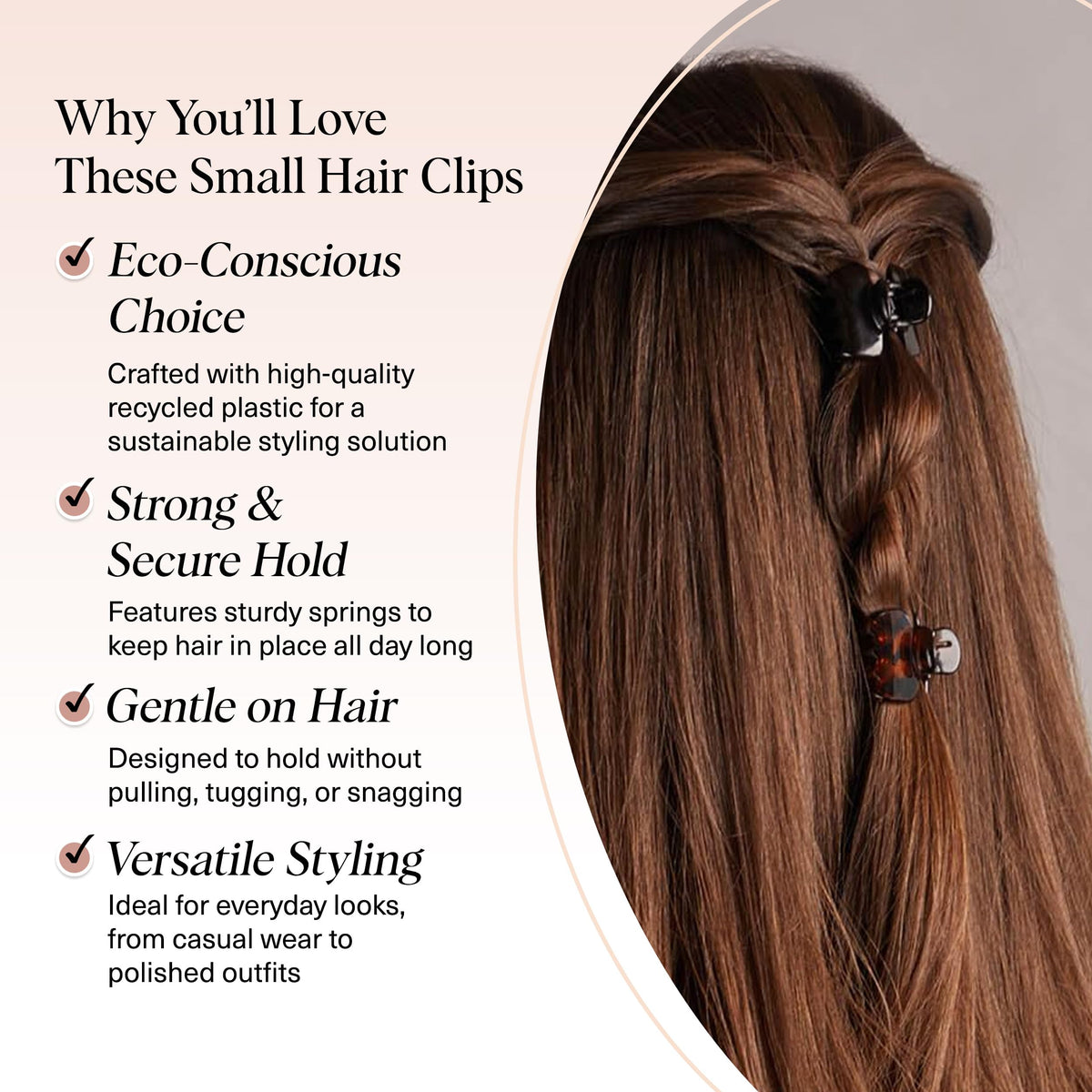 Kitsch Small Hair Clip in use with casual hairstyle
