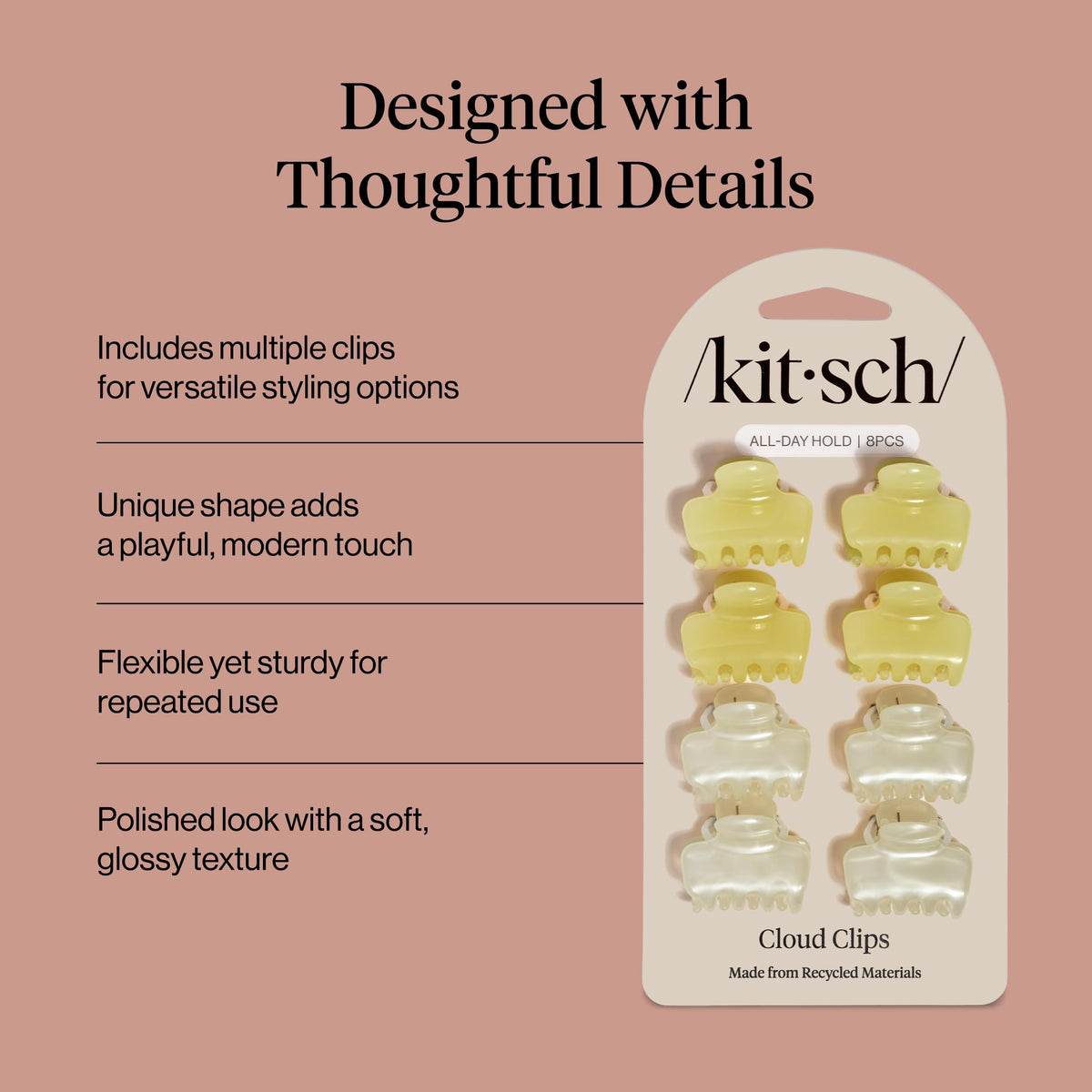 Kitsch Small Hair Clips 8pc displayed in packaging