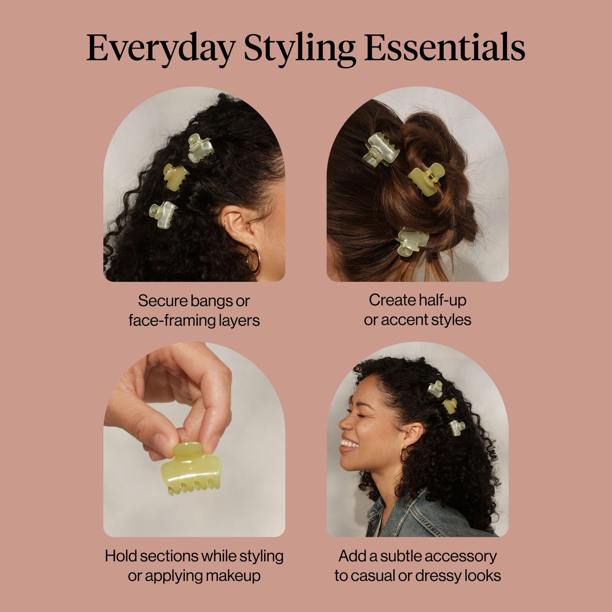 Kitsch Small Hair Clips 8pc in a hair styling setting