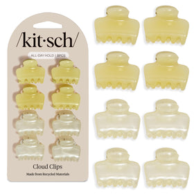 Kitsch Small Hair Clips 8pc in Pearlized Cream and Butter Yellow front view